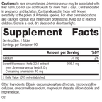 Artemisinin Forte Supplement Facts Label, Rev 01