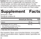 Ashwagandha Forte, Rev 01 Supplement Facts